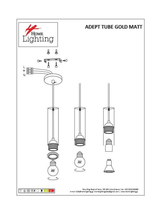 Home Lighting Lustră Auriu pentru 5 Becuri E27