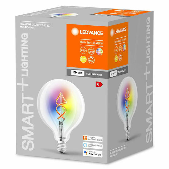 Ledvance Smart Bulb LED 4.5W for Socket E27 and Shape G125 RGBW 300lm Dimmable