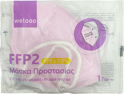 Welooo Disposable Protective Mask FFP2 BFE >98% Pink 20pcs