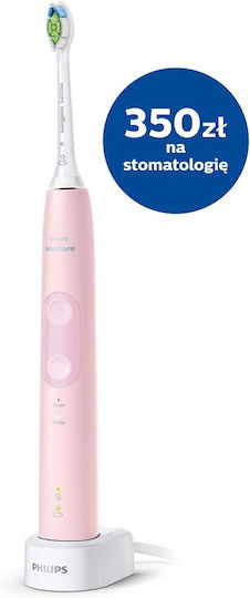 Philips Sonicare ProtectiveClean 4500 Ηλεκτρική Οδοντόβουρτσα με Χρονομετρητή και Αισθητήρα Πίεσης Ροζ