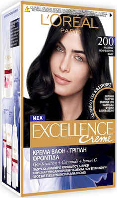 L'Oreal Paris Excellence Cream Colour Set Hair Dye 200 Chestnut Very dark Deep 48ml