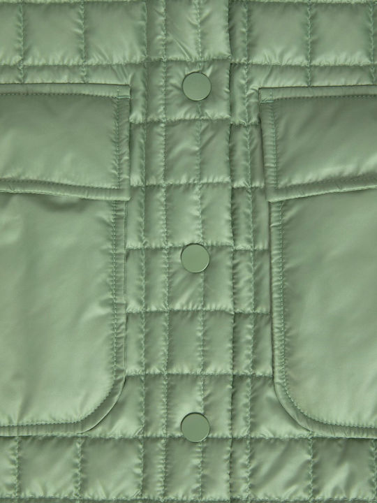 Κοντό Γυναικείο Αμάνικο Puffer Μπουφάν Frost Green