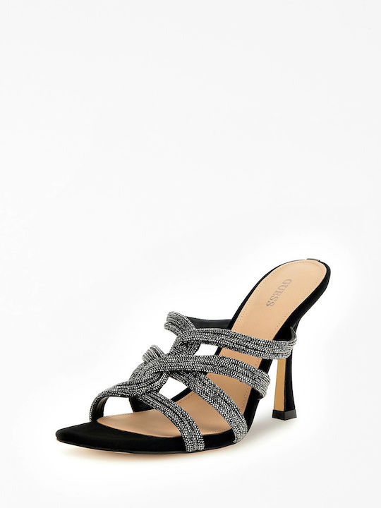 Guess Πέδιλα με Στρας Silver/Black