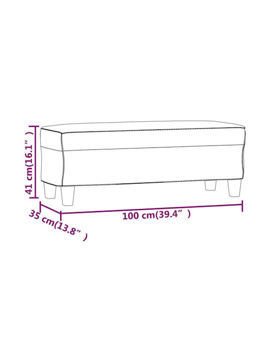 Ταμπουρέ Επενδυμένο με Ύφασμα Μπορντό 100x35x41εκ.