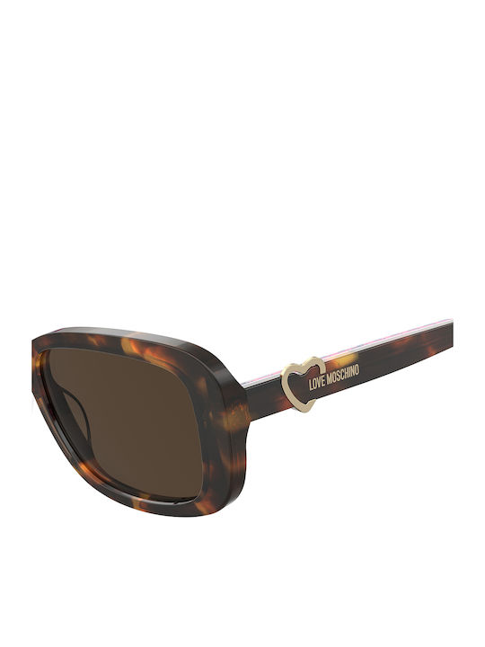 Moschino Women's Sunglasses with Brown Tartaruga Plastic Frame and Brown Lens MOL060/S 05L/70