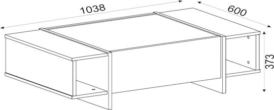 Rechteckiger Zentraler Kaffeetisch Veyron Holz Schwarz Mit Marmor-Effekt M104xL60xH37,3cm Megapap
