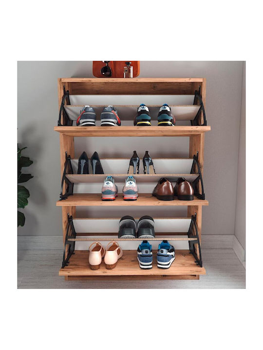Ξύλινη Παπουτσοθήκη Nave με 3 Ράφια Pine Oak Μ73.6xΠ24xΥ110cm
