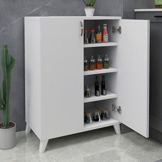 Дървен Обувна рафт Lilly с 4 рафта Бял Д72xШ32.5xВ88см