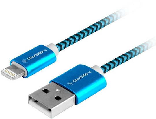 GoGEN Плетена USB-A към Lightning кабел Син 1м (LIGHTN100MM26)