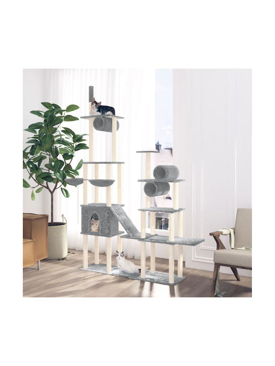 vidaXL Cat Scratching Post Cat Tree In Gray Colour 166x35x279 cm