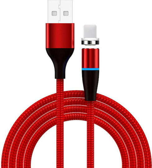 Jellico KDS-80 Braided / Magnet detasabil USB-A la Cablu Lightning Roșu 1m