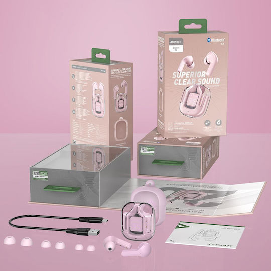 Acefast T6 In-ear Bluetooth Handsfree Căști cu Rezistență la Transpirație și Carcasă de Încărcare Pink Lotus