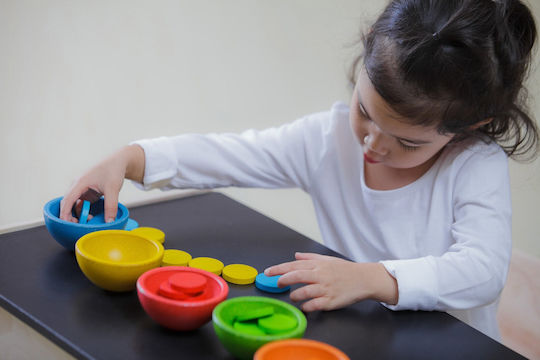 Plan Toys Βρεφικό Παιχνίδι Sort & Count Cups από Ξύλο για 18+ Μηνών