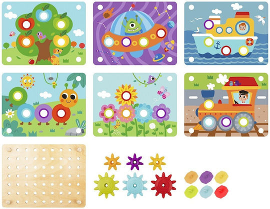 Tooky Toys Εικόνες με Γρανάζια Educational Game Knowledge made of Wood for 1.5+ years Years Old