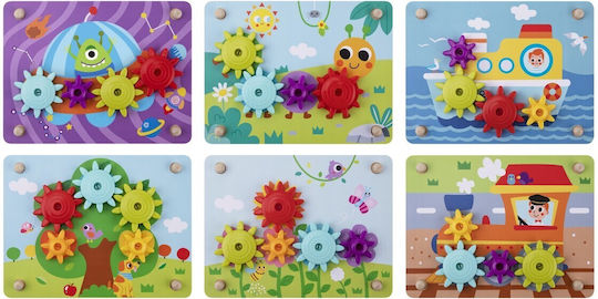 Tooky Toys Εικόνες με Γρανάζια Educational Game Knowledge made of Wood for 1.5+ years Years Old