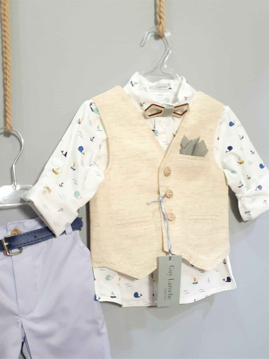 Guy Laroche Baptism Suit Beige 6 Pieces