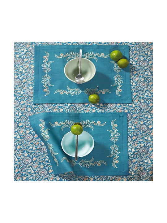 Kentia Joel Placemat Fabric Petrol 45x33cm 4pcs