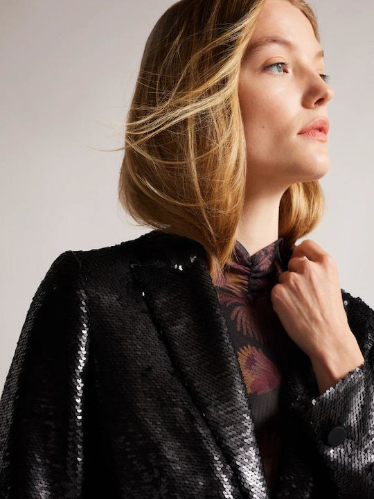 Ted Baker Millei Γυναικείο Σακάκι Μαύρο με Παγιέτες