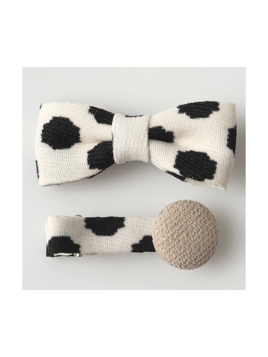 Cuoro set of two hair clips white black polka dots