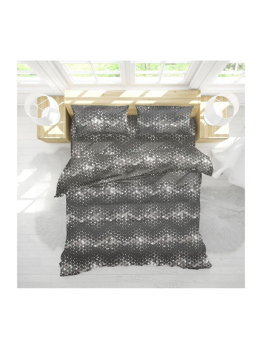 Viopros Duvet Cover Set Cotton Semi-double with Pillowcase 180x240 Carter Charcoal