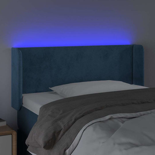 vidaXL LED Bed Headboard Fabric Dark Blue 103x88 cm