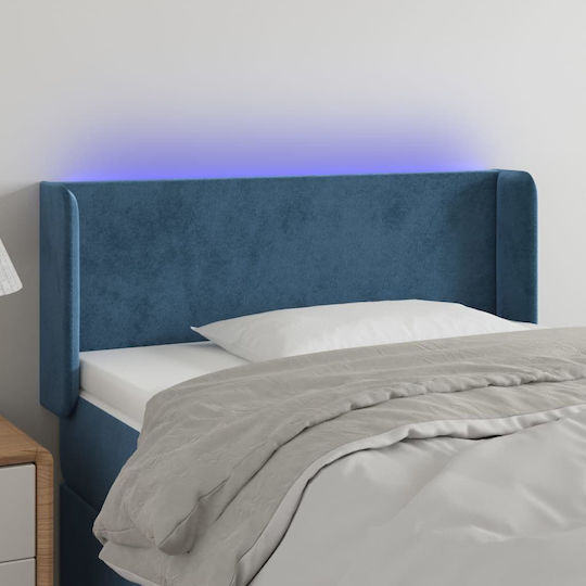 vidaXL LED Bed Headboard Fabric Dark Blue 103x88 cm