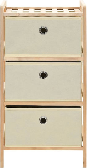 Storage Drawer from Wood & Fabric Natural / White M32xW26xH60cm