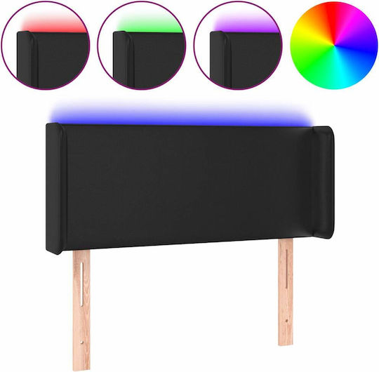 vidaXL LED Bed Headboard in Black Faux Leather 103x88cm