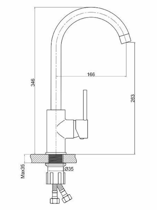 Ferro Freya Tall Kitchen Faucet Counter Granite Sand