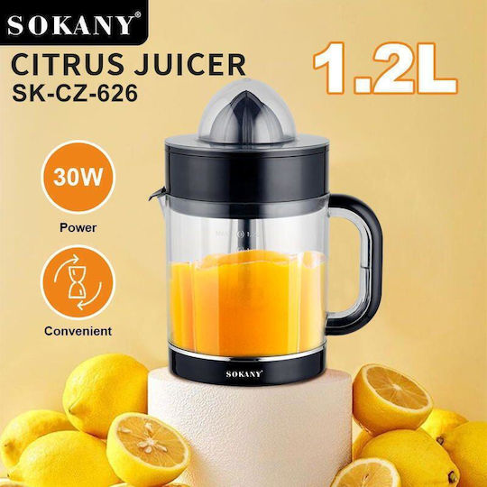 Sokany SK-CZ-626 Electric Juicer 30W with 1.2lt Capacity Black