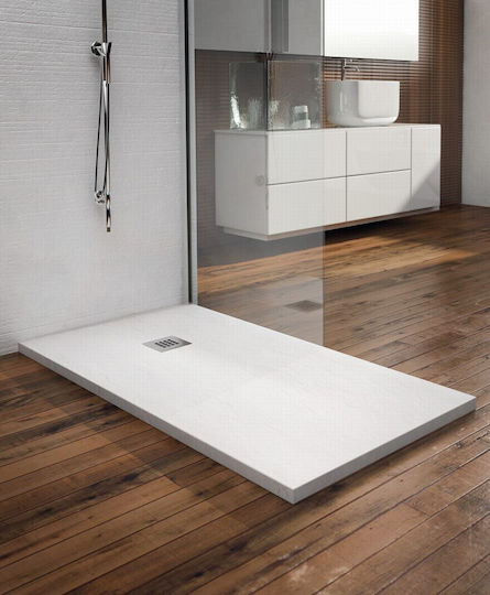 Tema Ορθογώνια Ντουζιέρα Τεχνητής Πέτρας 80x120cm Ανθρακί