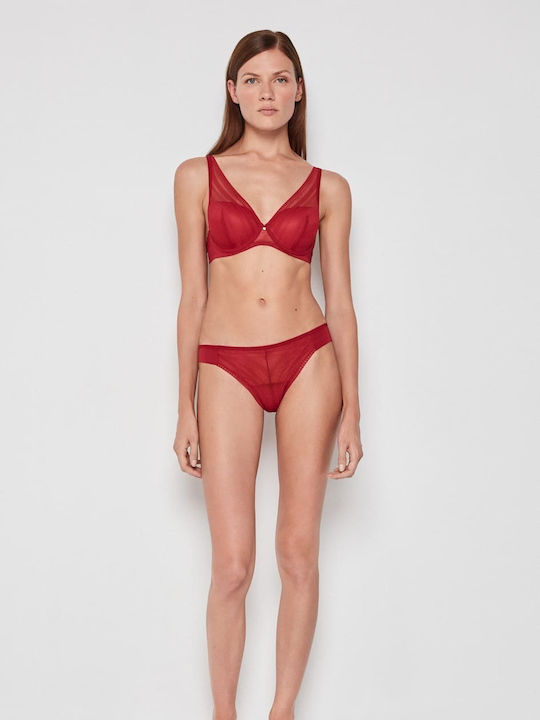 Gisela Δαντελένιο Σετ Εσωρούχων Bralette με Slip Κόκκινο
