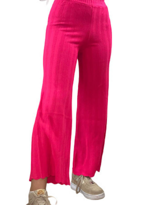 Pantaloni tricotați pentru femei fuchsia fucsia One Size