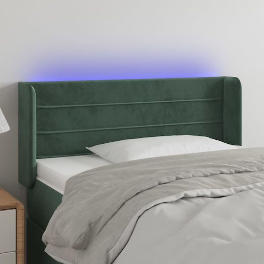 vidaXL LED Bed Headboard Fabric Dark Green 103x88cm