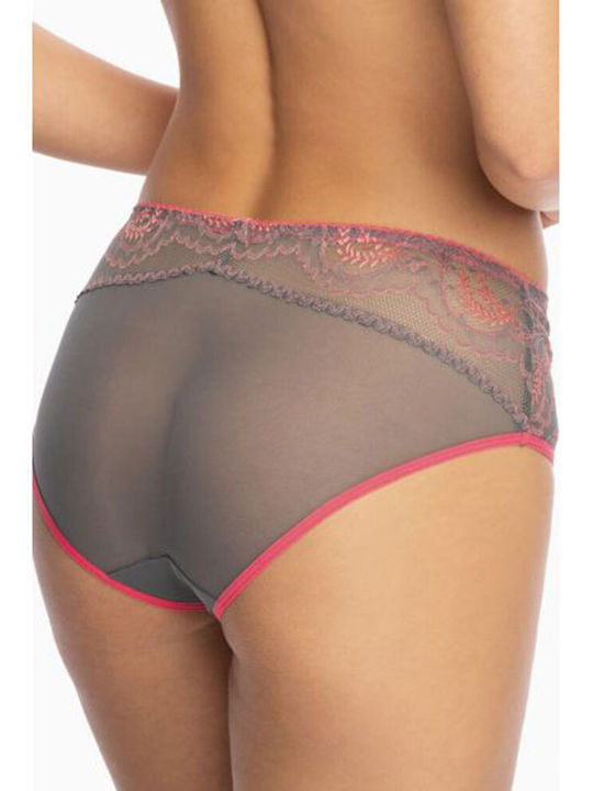 Gaia Slip Talia Underwear in Grey Color with Coral Details