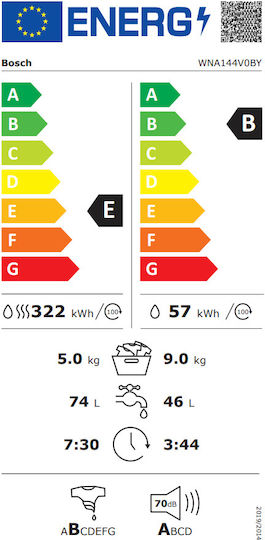 Bosch Πλυντήριο-Στεγνωτήριο Ρούχων 9kg/5kg Ατμού 1400 Στροφές