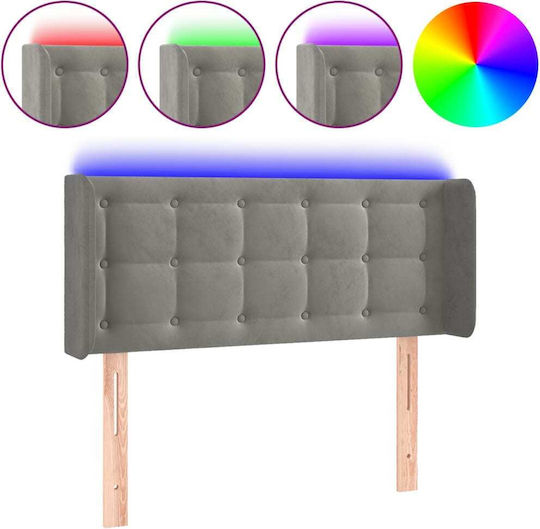vidaXL LED Bed Headboard Fabric Light Grey 103x88cm