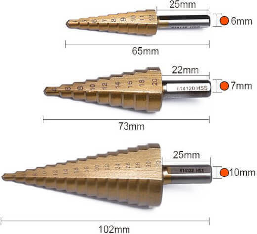 Harden Set 3 Burghie Conice HSS Titan pentru Metal