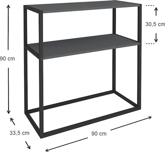 Castel Wooden Console Black / Anthracite L90xW33.5xH90cm