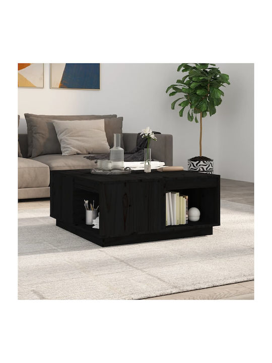 Square Coffee Table from Solid Wood Black L80xW81xH36.5cm.