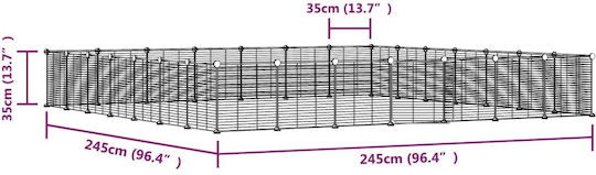 vidaXL Rodent Cage Rodent Cage with 28 Panels & Black Door 35x35x
