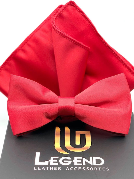 Legend Accessories Silk Bow Tie Set with Pochette Red Legend