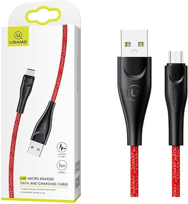 Usams U41 Împletit USB 2.0 spre micro USB Cablu Roșu 1m (SJ393USB02) 1buc