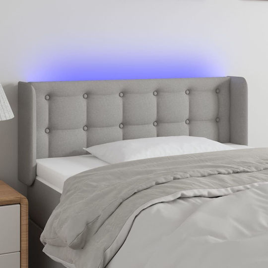 vidaXL LED Bed Headboard Fabric Light Grey 103x88cm