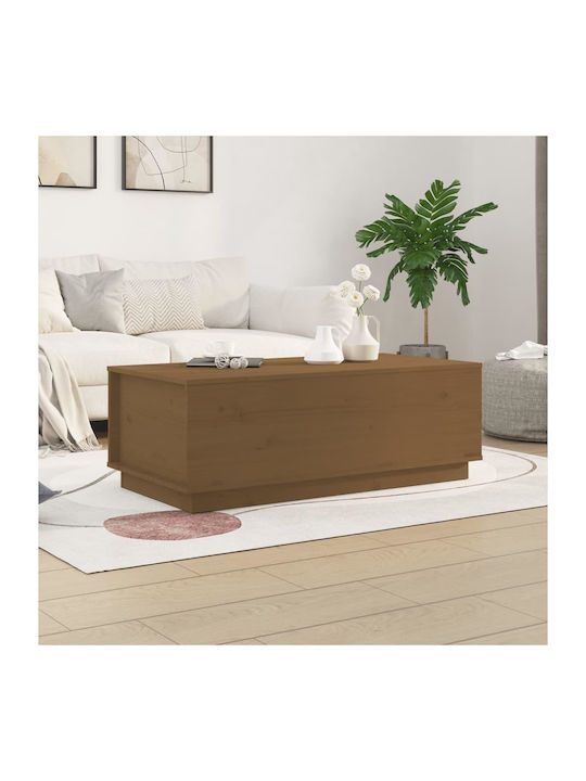 Rectangular Solid Wood Coffee Table Μελί L100xW50xH35cm