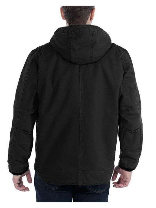 Carhartt Washed Duck Bartlett Herren Winter Jacke Lässig Schwarz