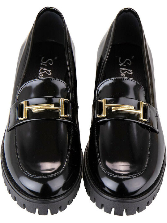 Patent Leather Women's Loafers in Black Color