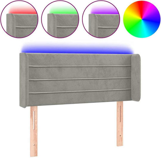 vidaXL LED Bed Headboard Fabric Light Grey 103x88cm