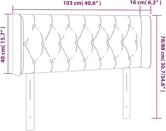 vidaXL LED Bed Headboard Fabric Light Grey 103x88cm