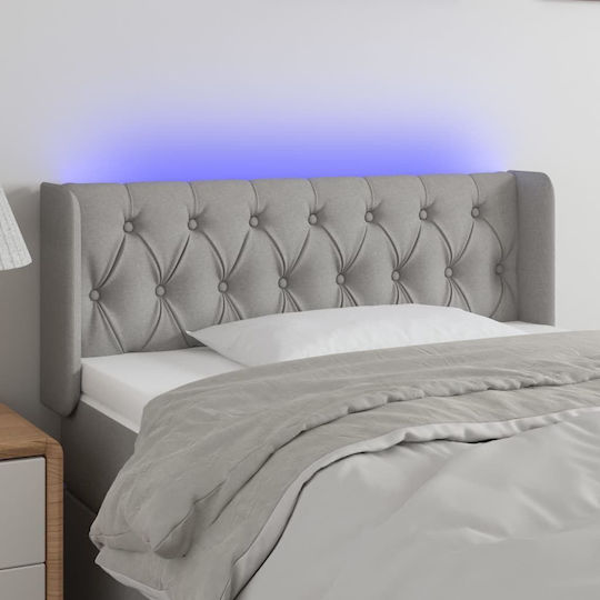 vidaXL LED Bed Headboard Fabric Light Grey 103x88cm